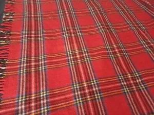 Faribo Woolen Mills Throw Blanket 100% Red Tartan Plaid 48" X 54" vtg - Picture 1 of 4