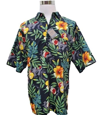 Bruno Men's Short Sleeve Floral / Billiard Pool Hawaiian Shirt Sz XL - NEW - Image 1 of 4
