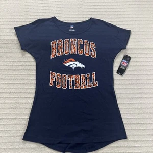 Denver Bronco Shirt Girls Large 14 Blue NFL Football Youth Short Sleeve New - Picture 1 of 12