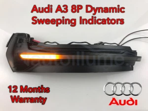 Audi A3 8P Sweeping Dynamic LED Wing Door Mirror Indicator Light Lamp Smoked - Picture 1 of 2