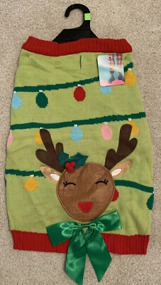 NWT Petco Merry Makings Oh Deer Dog Pet Funny Ugly Sweater Green XL - Image 1 of 4