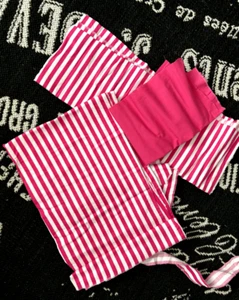 10 Pc REMNANT Hot PINK White Striped SOLID Cotton FABRIC Quilt Stripe 42X38"+9pc - Picture 1 of 13