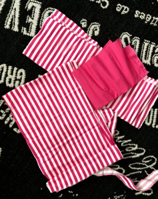 10 Pc REMNANT Hot PINK White Striped SOLID Cotton FABRIC Quilt Stripe 42X38"+9pc - Image 1 of 4