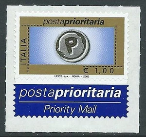 2003 ITALIEN PRIORITÄTSPOST 1,00 EURO TYPOGRAFIE POSTFRISCH ** - ED - Bild 1 von 1