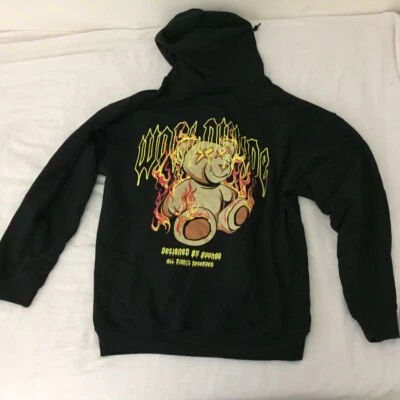 Sudadera con Capucha Boohoo MAN Worldwide Negra Talla Mediana Gráfico Oso Llameante - COMO ESTÁ Foto 1 de 4