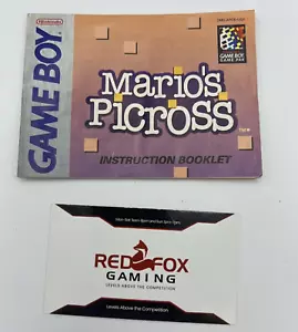 Mario's Picross - Nintendo Game Boy GBA - Manual Only FREE SHIPPING - Picture 1 of 6