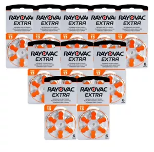 60 Rayovac Extra Advanced Size 13 PR48 Hearing Aid Batteries 1.45V Zinc Air 6Bl - Picture 1 of 5