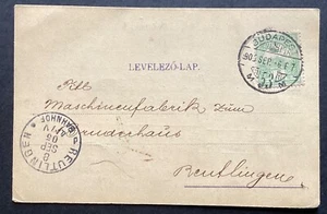 HUNGARY 1905 5f rate postcard from Budapest to Reutlingen Bahnhof-Germany(K1247) - Imagen 1 de 2
