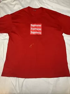 Asspizza 2021 Supreme Triple Box Logo Red Short Sleeve T Shirt Size XL - Picture 1 of 6
