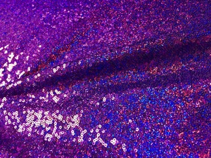 Purple Iridescent Hologram 3mm Sequin Bling Sparkly Fabric 130cm Wide - Picture 1 of 7