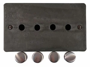 G&H FRP14-PK Flat Plate Rustic Pewter 4 Gang Dimmer Plate Only inc Dimmer Knobs - Imagen 1 de 1
