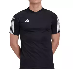 Camiseta Adidas Tiro Para Hombre Grande Calce Ajustado AeroReady Entrenamiento de Fútbol Negra Blanca - Imagen 1 de 6