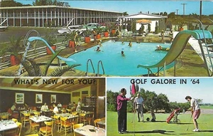 Postal cromada vintage de Utah Salt Lake City Demman's Motel & Café campo de golf - Imagen 1 de 2