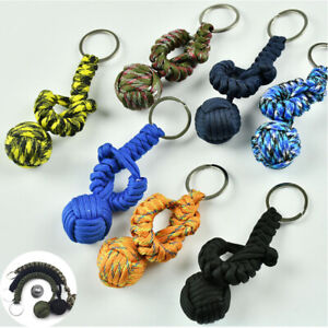 Monkey Fist Strength Keychain Durable Paracord Outdoor Backpack With Steel Ball