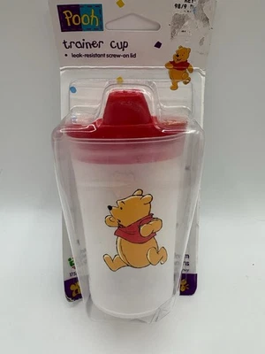 NEW Vintage Winnie The Pooh Trainer Sippy Cup 1995 Red Leak Resistant Screw Lid - Image 1 of 3