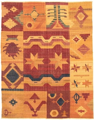 Vintage Hand Woven Traditional Kilim Rug 7'10" x 10'0" Oriental Wool Carpet - Image 1 of 4