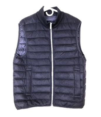 Emporio Armani Men’s Navy Blue Suede Puffer Vest Jacket — Size 52 Large L - Image 1 of 4