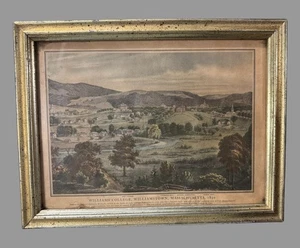 Antique Gilt Framed Historical Landscape Print Williams College Mass 1850 - Picture 1 of 7