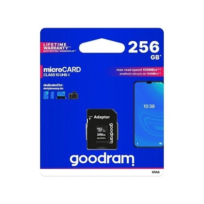 GOODRAM Scheda di memoria microSD 256 GB 100 MB/s classe 10 UHS adattatore SD - Immagine 1 di 4