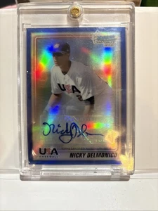 Autógrafo Nicky Delmonico 1st 2010 Bowman cromo refractor azul EE. UU. #/99 - Imagen 1 de 2