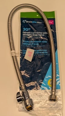 SharkBite Push-to-Connect Angle Stop Faucet Connector 1/2" x 1/2" x 30" Open Box - Image 1 of 4