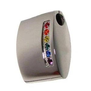 Gay Pride Rainbow CZ Stones Stainless Steel Slide Pendant Necklace LGBTQ   - Picture 1 of 1