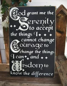 Primitive Sign Serenity Prayer Subway Art Typography Painted Wooden Sign - Picture 1 of 1