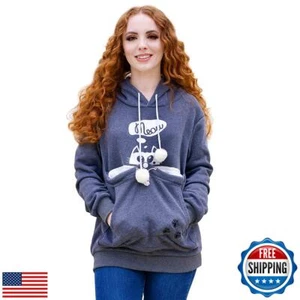 ALYC Pet Pouch Hoodie- Dog Cat Holder Carrier Sweatshirt Fleece Big Pouch Pul - Picture 1 of 5
