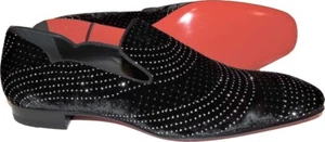 Christian Louboutin Loafers Men's Dandy Chick-Black Crystals Shoes 42 1/2 - 9.5 - Picture 1 of 9