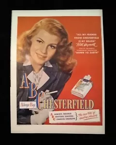 Chesterfield Zigaretten 1947 Vintage ganzseitige Zeitschrift Anzeige 10x14 - Rita Hayworth - Bild 1 von 1