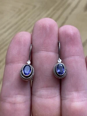 Doug Paulus DP India 925 Sterling Silver Signed Iolite Dangle Earrings - Image 1 of 2