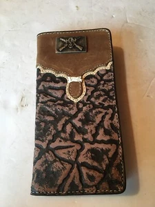 Men's Rodeo Wallet OutLaw Rockin Leather Bull Hide - Picture 1 of 4
