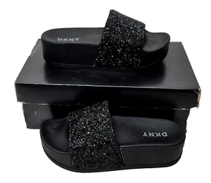 DKNY Mujer Precioso Hampton Negro Gemeado Correa Deslizable Reino Unido 5 UE 38 - Imagen 1 de 8