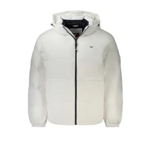 TOMMY HILFIGER Giubbotto Con Cappuccio Bianco New Logo Uomo Tg L - Foto 1 di 3