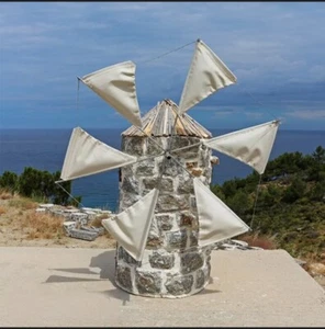 Windmühle Steinwindmühle Gartenwindmühle Dekowindmühle Windmill Anemomylos  - Bild 1 von 5