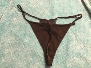 Just Sexy Lingerie Size 3x Black Thong String Panties Shiny & Lace NWOT - Picture 1 of 5
