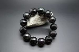 Natürliches schwarzes Obsidianarmband Regenbogen Obsidianarmband Herrenarmband 18 mm - Bild 1 von 10