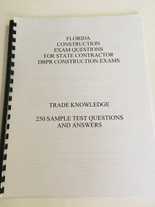 FLORIDA BAU DBPR TESTFRAGEN AUFTRAGNEHMERPRÜFUNG 250 Handelswissen - Bild 1 von 2
