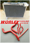 Aluminum Radiator + Red Hose For Mg Mgb Gt / Roadster 1977 1978 1979 1980 Mt New