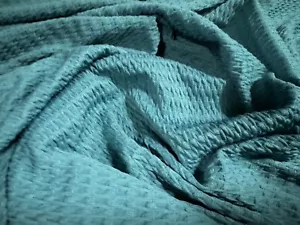 Double Jersey Stretch Spandex Dress Fabric, Per Metre - Jacquard - Teal - Picture 1 of 3