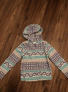 Girls Size 4t Jumping Beans Softest Fleece White Hooded Jacked Hearts - Picture 1 of 3