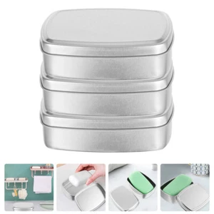 3 Stück Aluminium Box Seife Tragbar Halter Aufbewahrung Behälter mit Deckel Reise - Bild 1 von 12