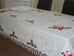 Paño de mesa 140 aplique blanco servilletas paño de mesa especial de Navidad - Imagen 1 de 2