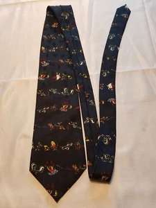 Blue Loonie Tunes Necktie Characters Mania Men's Brown 100% Polyester - Picture 1 of 6