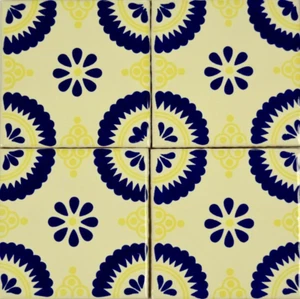La Flor Brillosa (glitzernde Blume) Handarbeit Talavera Fliesen Untersetzer Halter 2 Stück - Bild 1 von 6