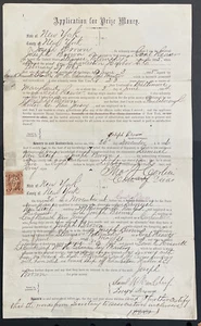 Joseph Brown Guerra Civil Solicitud Naval para Premio Dinero 1865 USS POTOMSKA - Imagen 1 de 4