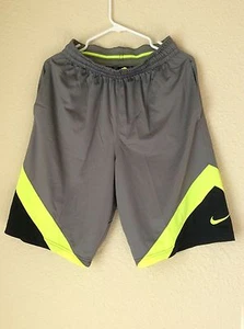 New Nike Men's Swoosh Basketball Training Dri-Fit Short Gray/Yellow 823505 037 - Picture 1 of 2