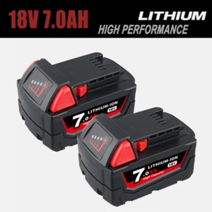 2X 7.0Ah M-18 18V Lithium-ion for Milwaukee Battery Extended Capacity 48-11-1860 - Picture 1 of 13