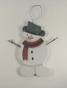 Top Hut Schneemann Zweige Arme Holz Weihnachten Land Rustikales Ornament Drahtaufhänger - Bild 1 von 3