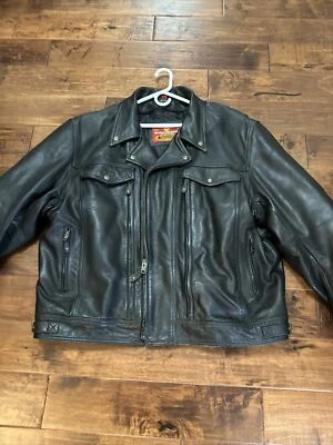 Chaqueta de moto tradicional Eagle Leather para hombre, negra, talla 5X codos acolchados Foto 1 de 4